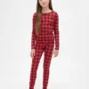 Conjunto de pijama de fiestas de algodón orgánico cepillado para niños y bebés