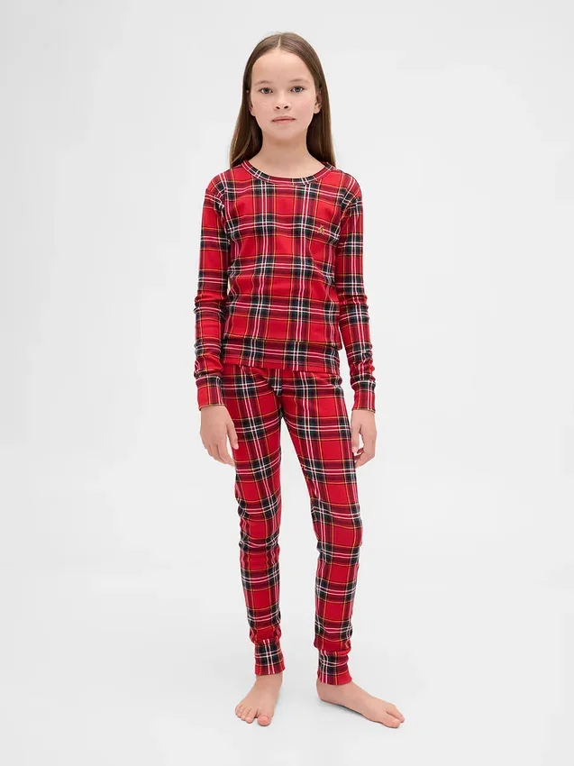 Conjunto de pijama de fiestas de algodón orgánico cepillado para niños y bebés