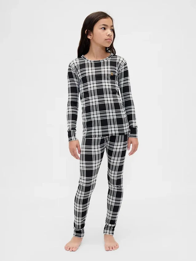 Conjunto de pijama de fiestas de algodón orgánico cepillado para niños y bebés