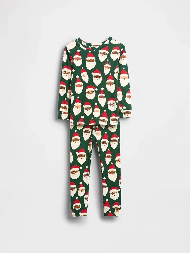 Conjunto de pijama de fiestas de algodón orgánico cepillado para niños y bebés