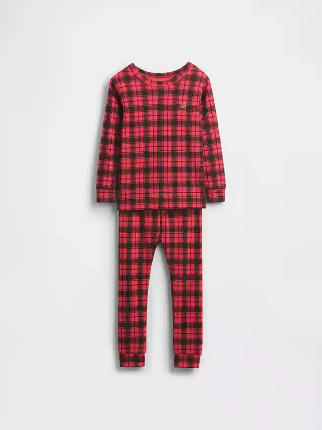 Conjunto de pijama de fiestas de algodón orgánico cepillado para niños y bebés