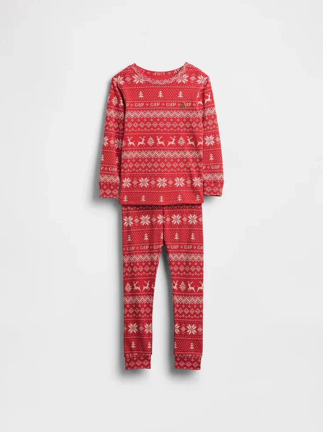 Conjunto de pijama de fiestas de algodón orgánico cepillado para niños y bebés