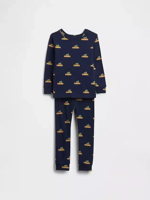 Conjunto de pijama de fiestas de algodón orgánico cepillado para niños y bebés