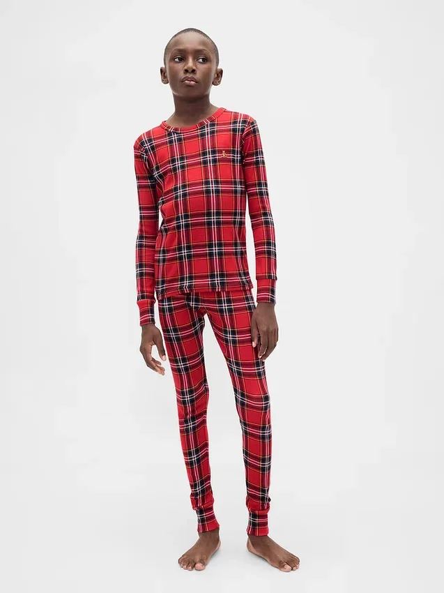 Conjunto de pijama de fiestas de algodón orgánico cepillado para niños y bebés