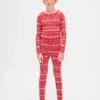 Conjunto de pijama de fiestas de algodón orgánico cepillado para niños y bebés