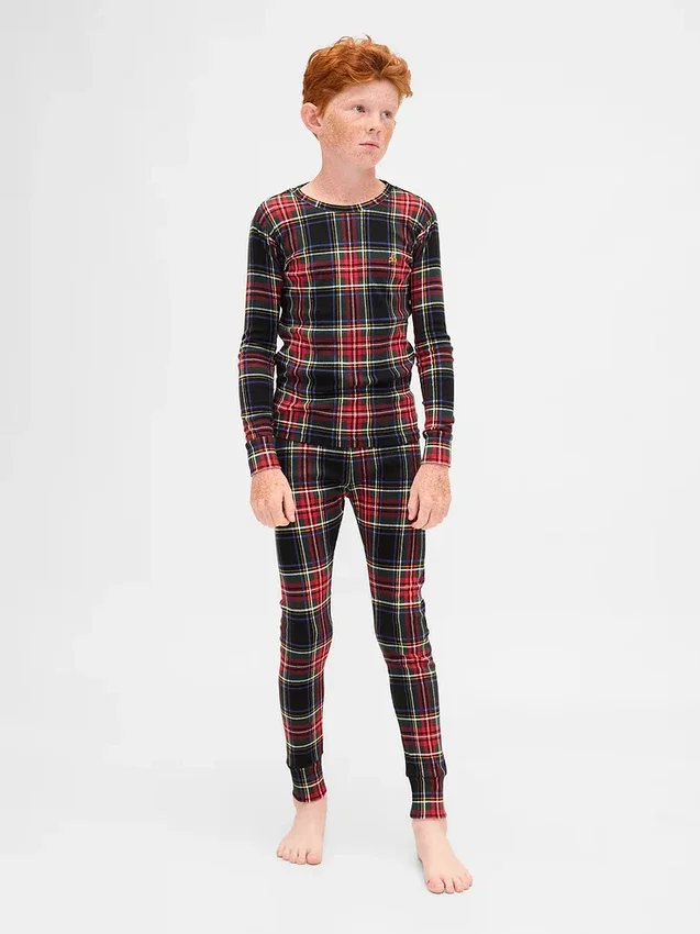 Conjunto de pijama de fiestas de algodón orgánico cepillado para niños y bebés