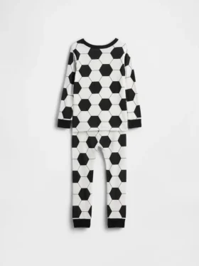 Conjunto de pijama de fútbol de algodón orgánico cepillado para Bebé y Niño