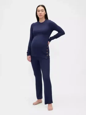 Conjunto de pijama de modal acanalado premamá