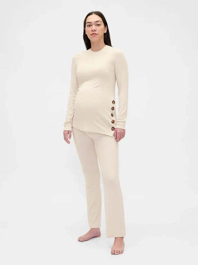 Conjunto de pijama de modal acanalado premamá