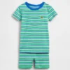 Conjunto de pijama de pantalones cortos a rayas de algodón cepillado orgánico para bebés y niños pequeños