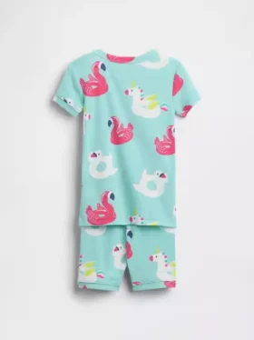 Conjunto de pijama de pantalones cortos con flotador de piscina de algodón orgánico cepillado para Bebé y Niño