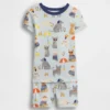 Conjunto de pijama de pantalones cortos de algodón orgánico cepillado «Beach Dogs» para bebés y niños