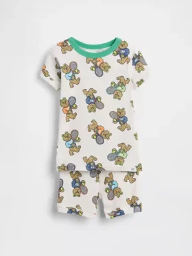 Conjunto de pijama de pantalones cortos de algodón orgánico cepillado Brannan Bear para bebés y niños pequeños