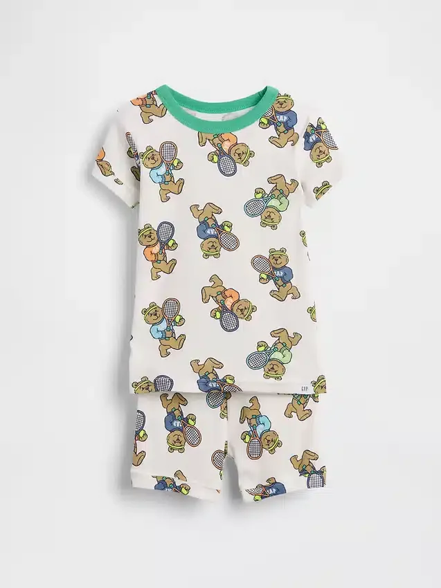 Conjunto de pijama de pantalones cortos de algodón orgánico cepillado Brannan Bear para bebés y niños pequeños