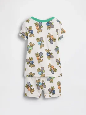 Conjunto de pijama de pantalones cortos de algodón orgánico cepillado Brannan Bear para bebés y niños pequeños
