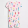 Conjunto de pijama de pantalones cortos de algodón orgánico cepillado con diseño de helados para Bebé y Niño