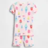 Conjunto de pijama de pantalones cortos de algodón orgánico cepillado con diseño de helados para Bebé y Niño