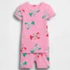 Conjunto de pijama de pantalones cortos de algodón orgánico cepillado con diseño de langosta para Bebé y Niño