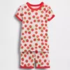 Conjunto de pijama de pantalones cortos de algodón orgánico cepillado con estampado de tomate para bebés y niños