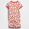 Conjunto de pijama de pantalones cortos de algodón orgánico cepillado con estampado de tomate para bebés y niños