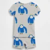 Conjunto de pijama de pantalones cortos de algodón orgánico cepillado con gorila para bebés y niños