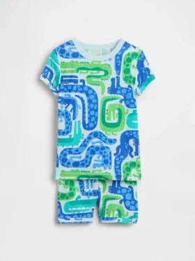 Conjunto de pijama de pantalones cortos de algodón orgánico cepillado para bebés y niños