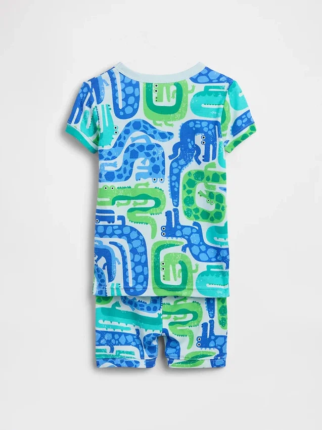 Conjunto de pijama de pantalones cortos de algodón orgánico cepillado para bebés y niños
