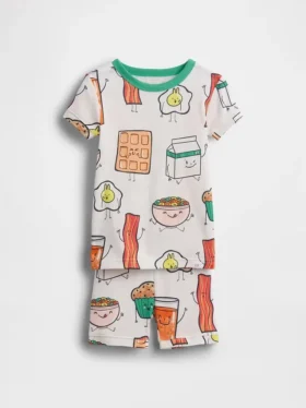 Conjunto de pijama de pantalones cortos de algodón orgánico cepillado para bebés y niños pequeños