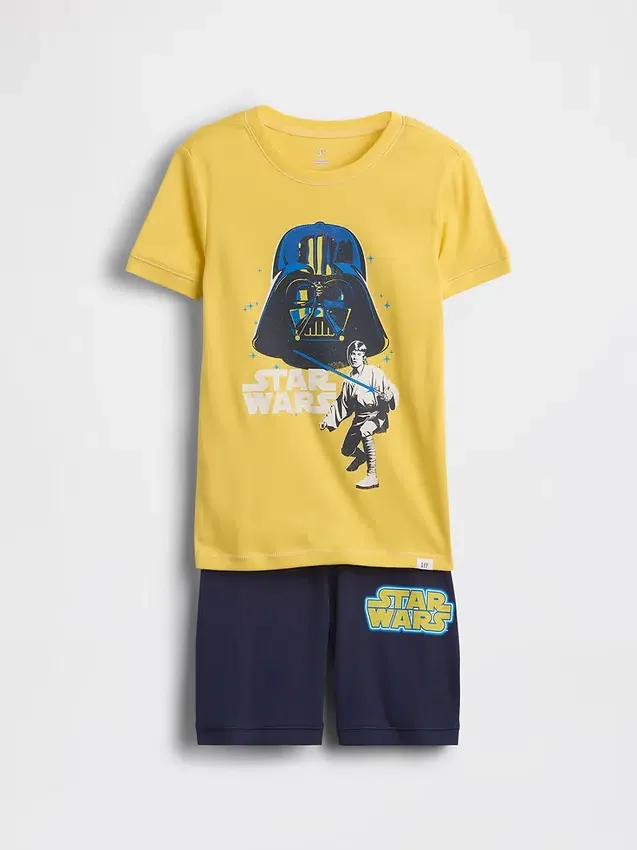 Conjunto de pijama de pantalones cortos de algodón orgánico cepillado para niños de Star Wars