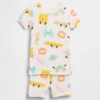 Conjunto de pijama de pantalones cortos de algodón orgánico cepillado «Pasta» para Bebé y Niño