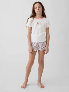 Conjunto de pijama de pantalones cortos de punto acanalado reciclado de Winnie the Pooh para niños