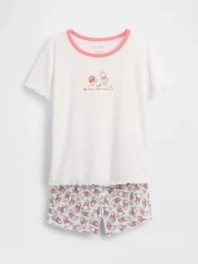 Conjunto de pijama de pantalones cortos de punto acanalado reciclado de Winnie the Pooh para niños