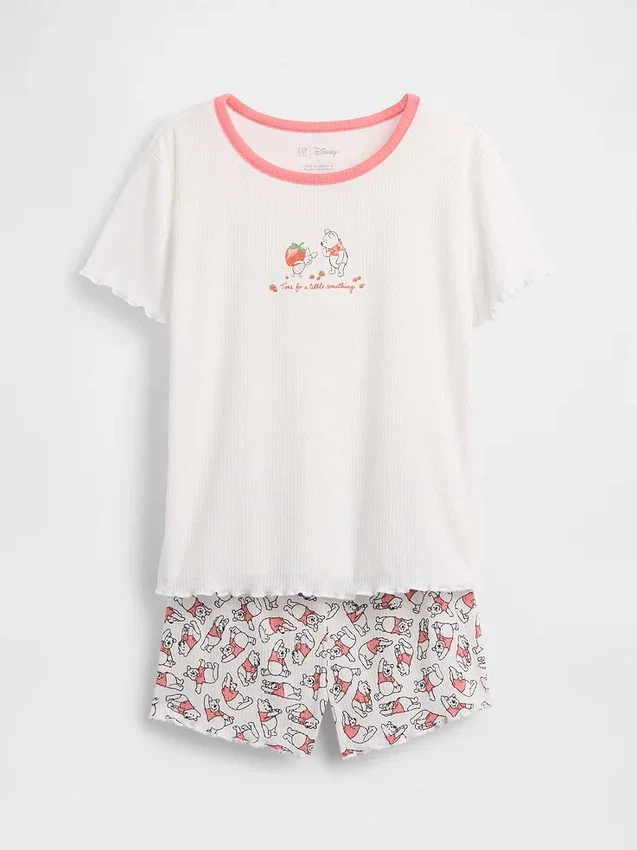 Conjunto de pijama de pantalones cortos de punto acanalado reciclado de Winnie the Pooh para niños