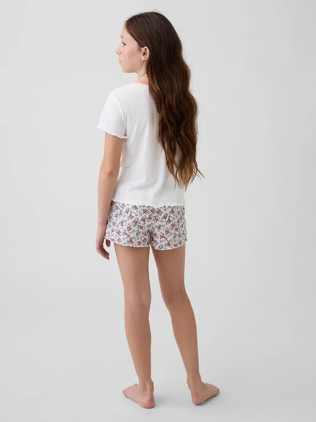Conjunto de pijama de pantalones cortos de punto acanalado reciclado de Winnie the Pooh para niños