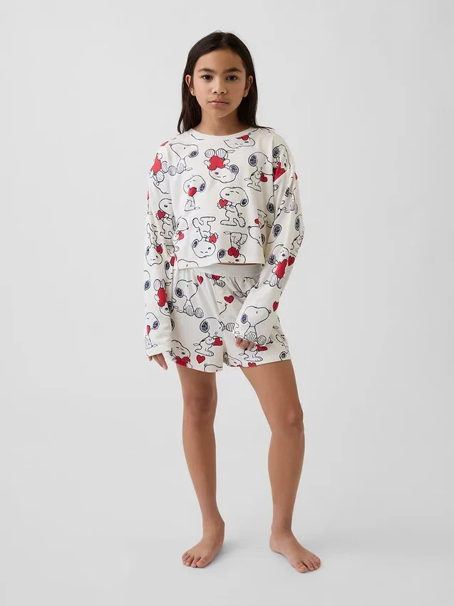 Conjunto de pijama de pantalones cortos de Snoopy reciclado para niños