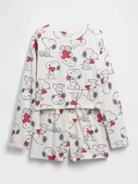 Conjunto de pijama de pantalones cortos de Snoopy reciclado para niños