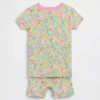 Conjunto de pijama de pantalones cortos florales de algodón orgánico cepillado para Bebé y Niño