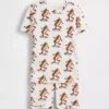 Conjunto de pijama de pantalones cortos para niños de algodón orgánico cepillado con diseño de perrito caliente