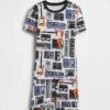 Conjunto de pijama de pantalones cortos para niños de algodón orgánico cepillado con estampado musical