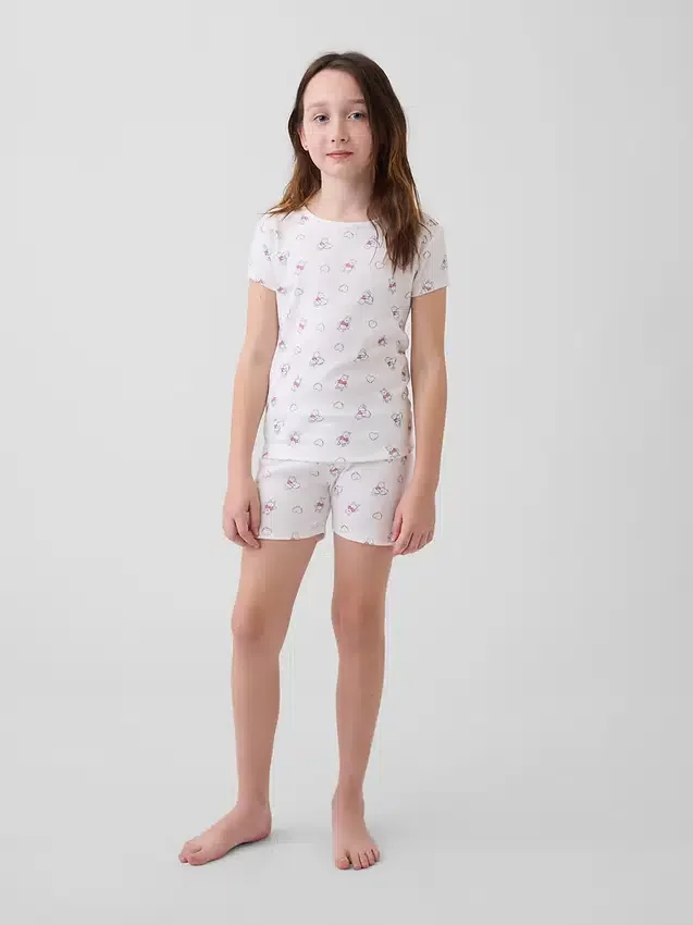 Conjunto de pijama de pantalones cortos para niños de Winnie the Pooh en algodón orgánico cepillado