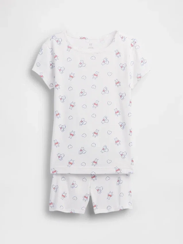 Conjunto de pijama de pantalones cortos para niños de Winnie the Pooh en algodón orgánico cepillado