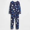 Conjunto de pijama espacial de algodón orgánico cepillado para bebés y niños