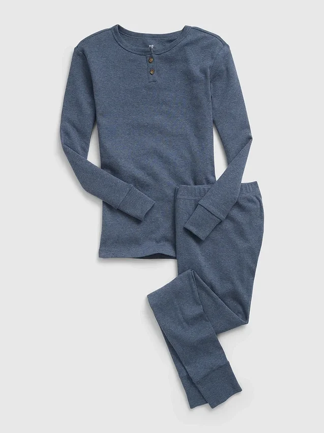 Conjunto de pijama Henley de algodón orgánico para niños