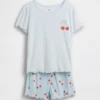 Conjunto de pijama infantil de punto acanalado reciclado con pantalones cortos
