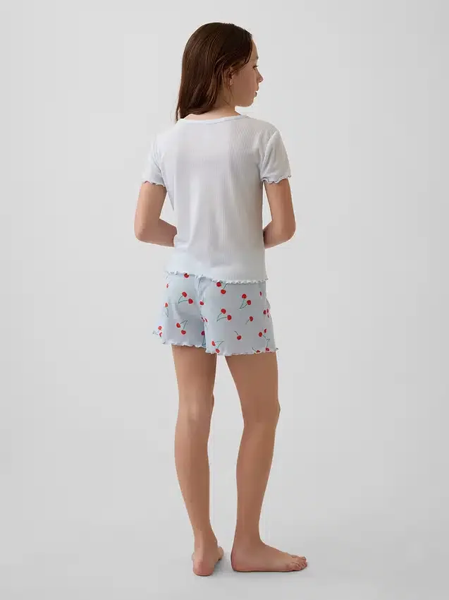 Conjunto de pijama infantil de punto acanalado reciclado con pantalones cortos
