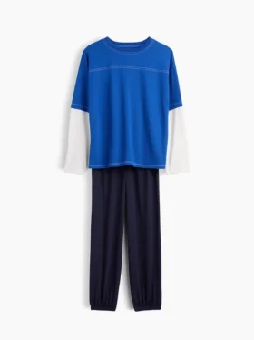Conjunto de pijama infantil reciclado con bloques de color