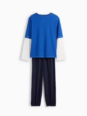Conjunto de pijama infantil reciclado con bloques de color