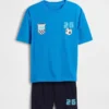 Conjunto de pijama oversize reciclado para niños con pantalones cortos de fútbol