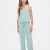 Conjunto de pijama para niños con camiseta sin mangas de punto pointelle reciclado