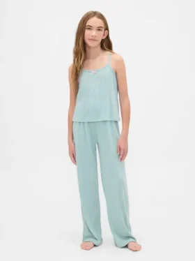 Conjunto de pijama para niños con camiseta sin mangas de punto pointelle reciclado